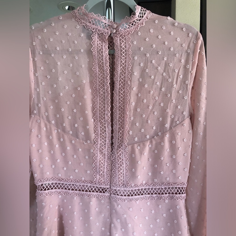 Bardōt Pink Boho Swiss Dot Long Sleeve Dress - Picture 8 of 9